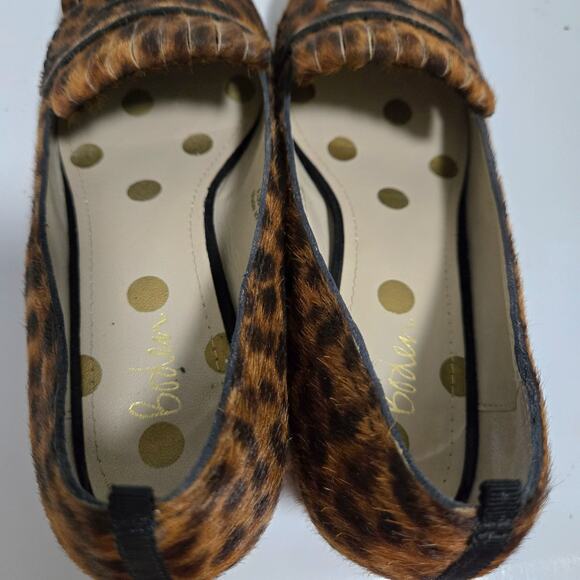 Boden Victoria Mid Heel Loafer Size 36 Leopard Calf Hair Animal Block Penny - Picture 8 of 10